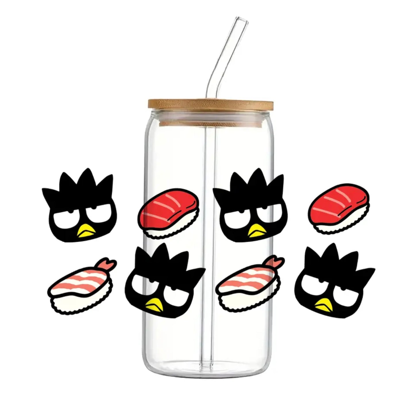 16 oz Badtz Sushi Glass Can