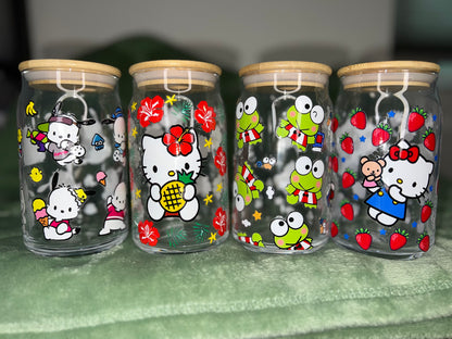 16 oz Keroppi Glass Can